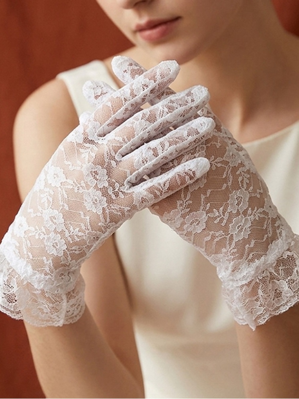 White Lace Bridal Gloves - Elegant Women's Lace Gloves